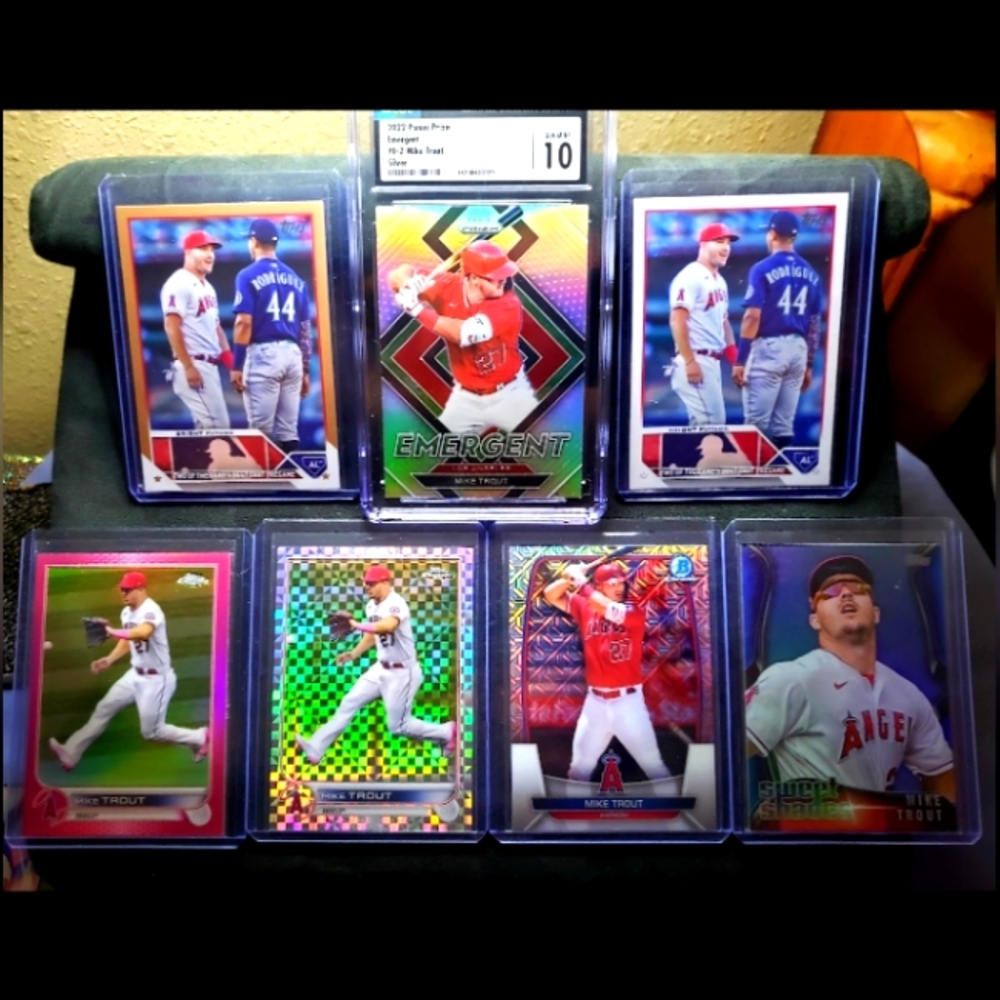 Mike Trout 2022-2023 Topps & Panini Prizm Card Lot! CGC GEM MT 10 Silver Prizm!!